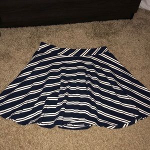 Navy striped skater skirt